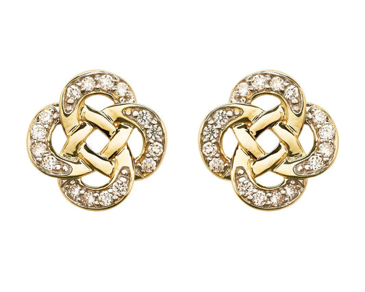 14K Gold Lab Diamond Celtic Knot Stud Earrings