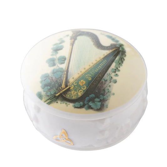 Belleek Harp Trinket Box