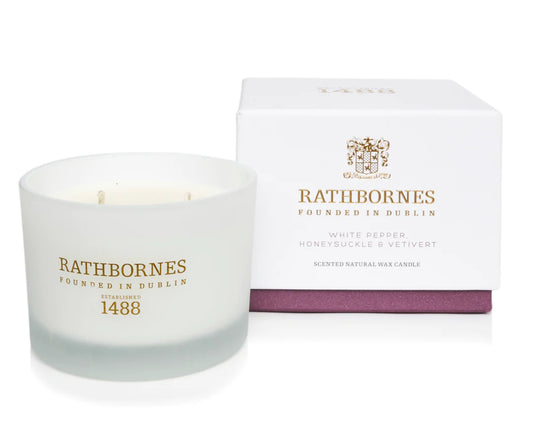 Rathbornes Classic White Pepper, Honeysuckle, & Vetivert 2 Wick Candle