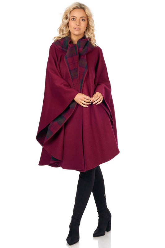 Hourihan Double-Lined Mid-Calf Cape in Claret