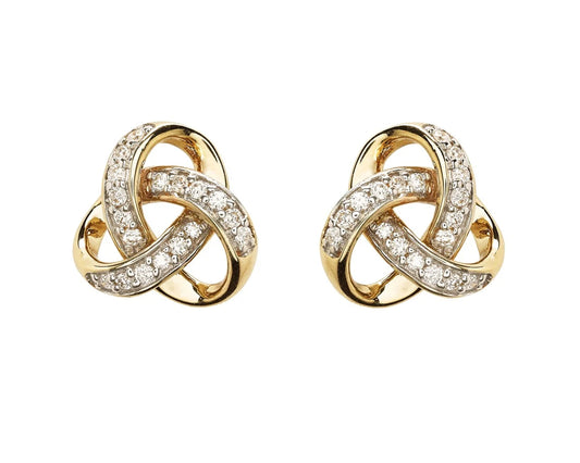 14K Gold Lab Diamond Trinity Knot Earrings .20ct