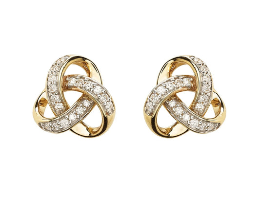 14K Gold Lab Diamond Trinity Knot Earrings .20ct