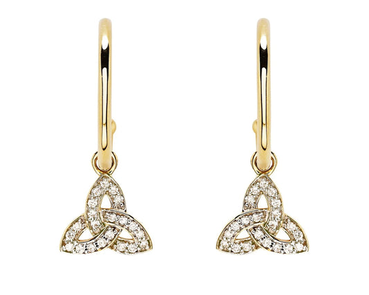 14K Gold Lab Diamond Trinity Knot Stud Drop Earrings .20ct