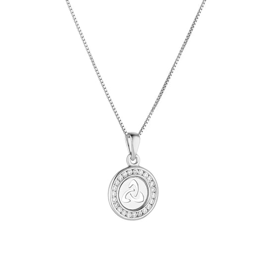 Solvar Sterling Silver Kids Cubic Zirconia Trinity Knot Pendant
