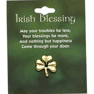 Irish Blessing Shamrock Pin