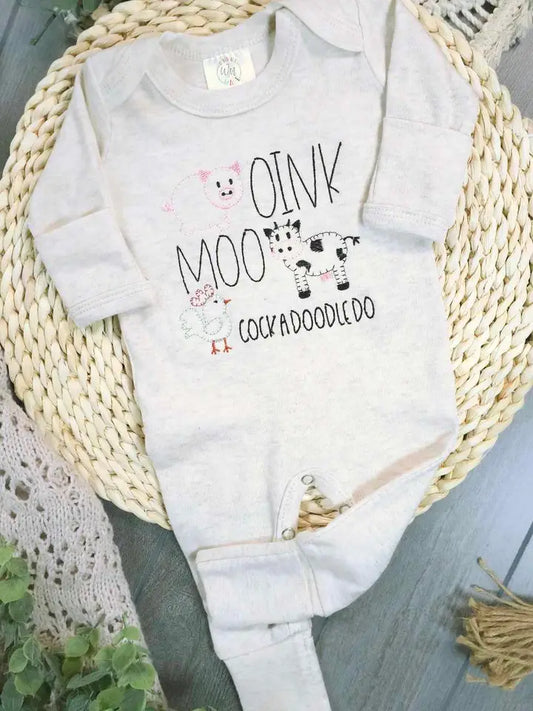 Baby Romper - Farm Animals- Oink Moo CockadoodleDo