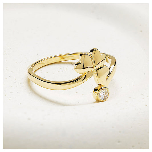 ShanOre 14K. Lab Diamond Bezel Shamrock Ring