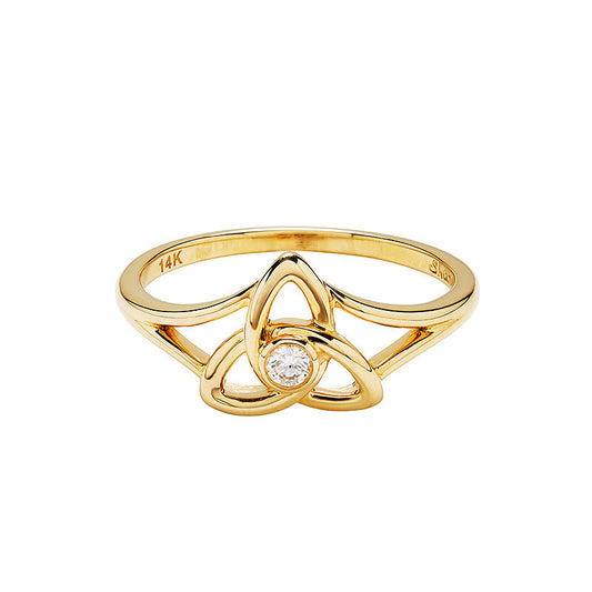 14K. Yellow Gold & Lab Diamond Single Trinity Knot RIng