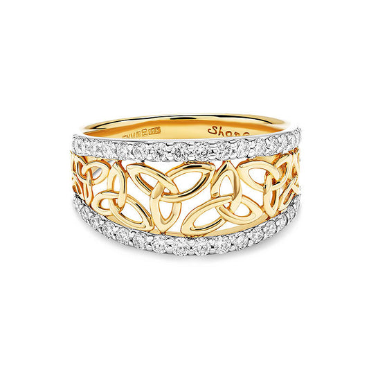 14K. Yellow Gold & Lab Diamond Trinity Knot Dome Band