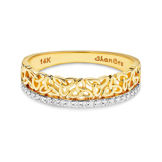 14K. Yellow Gold & Lab Diamond Trinity Knot Narrow Band