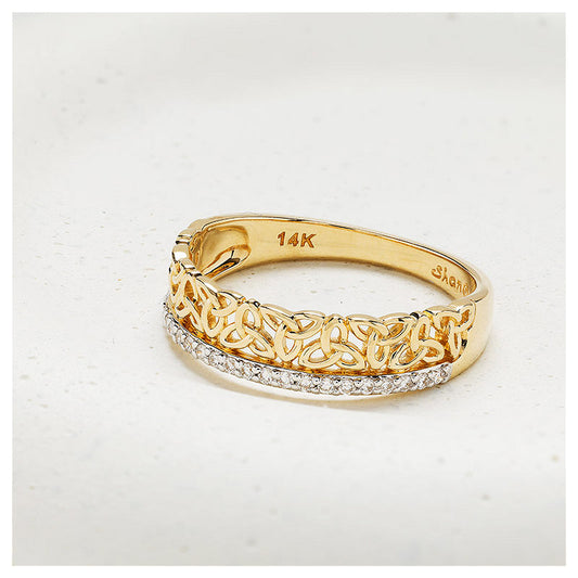 14K. Yellow Gold & Lab Diamond Trinity Knot Narrow Band