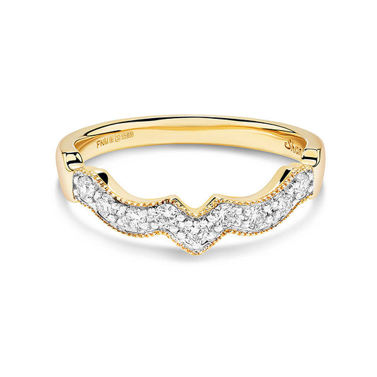 14K. Yellow Gold & Lab Diamond Wishbone Band