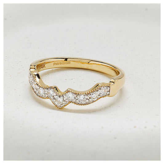 14K. Yellow Gold & Lab Diamond Wishbone Band