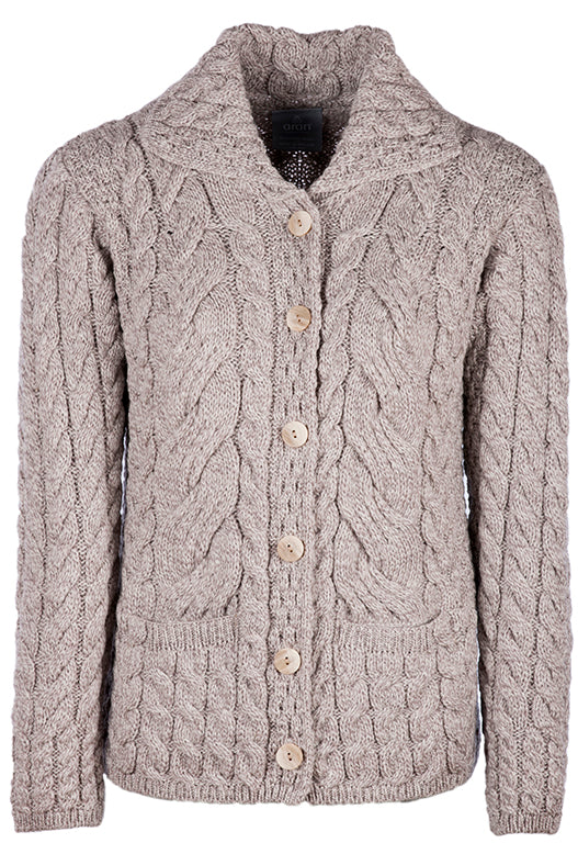 Ladies Button Cable Cardigan