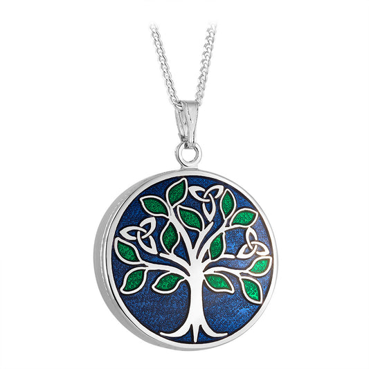 Rhodium Enamel Tree of Life Necklace