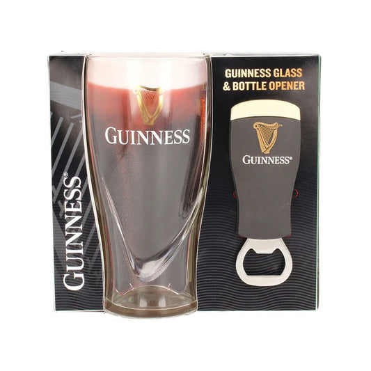 Guinness Embossed Pint Glass & Pint PVC Opener Set