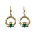 Solvar Gold Plated Green Claddagh Drop Earrings