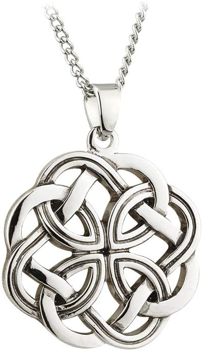 Rhodium Round Celtic Knot Necklace
