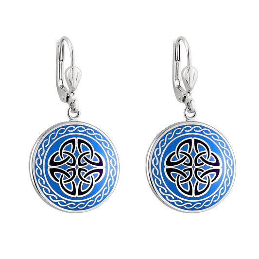 Book of Kells Blue Celtic Knot Earrings