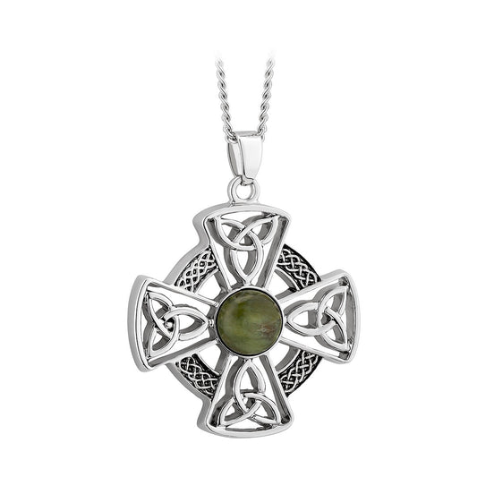 Rhodium Marble Celtic Cross Necklaces