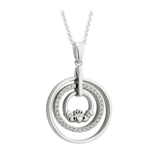 Sterling Sterling 3 in 1 Round Claddagh Necklace