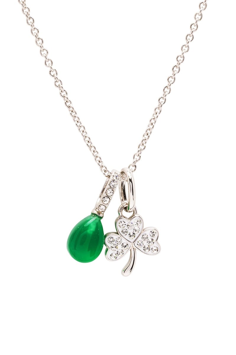 ShanOre Sterling Silver Crystal & Agate Shamrock Necklace