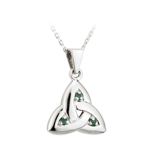 14K WG Emerald Trinity Knot Necklace