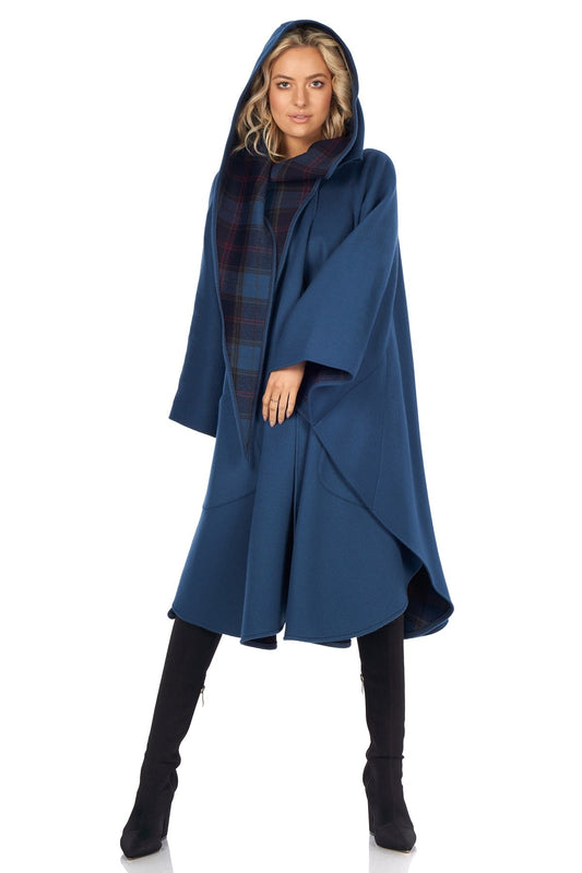 Hourihan Full Length Double Faced Cape in Teal