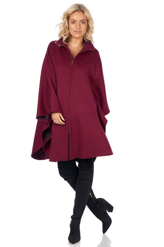 Hourihan Double Faced Zip Cape in Claret