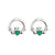 Solvar Rhodium Green Claddagh Earrings