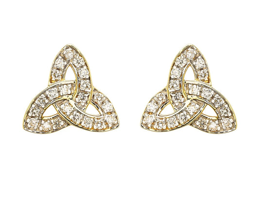 14K Gold Diamond Trinity Knot Stud Earrings