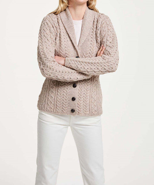 Aran Woollen Mills Merino Wool Women's Shawl Collar Cardigan