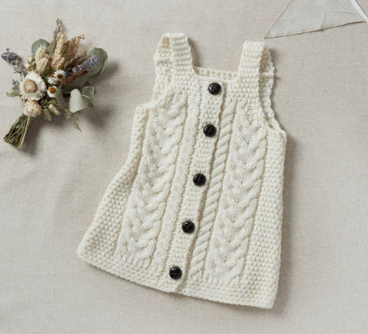 Aran Woollen Mills Baby Dress with Aran Buttons