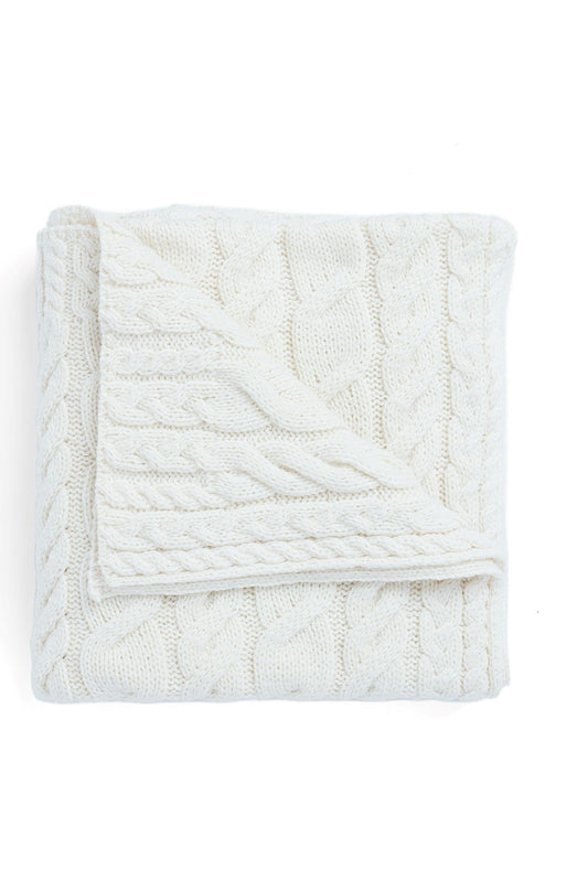 Aran Woollen Mills Super Soft Cable Throw Blanket
