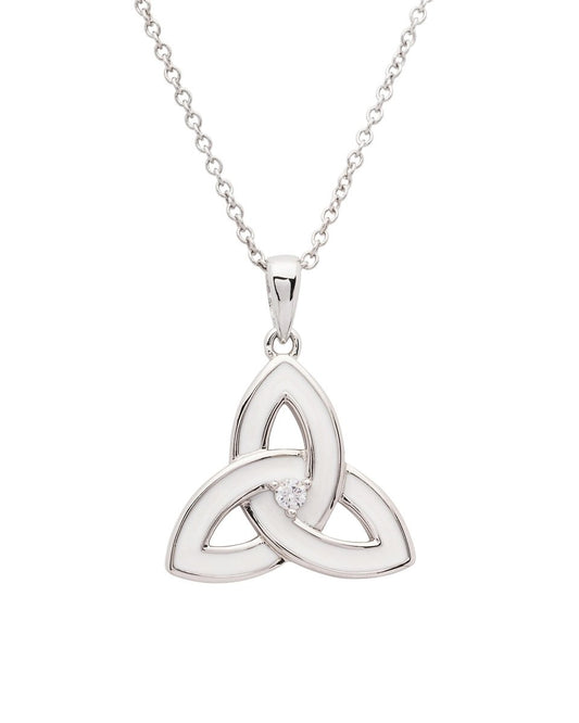 ShanOre Silver White Enamel Trinity Knot Necklace
