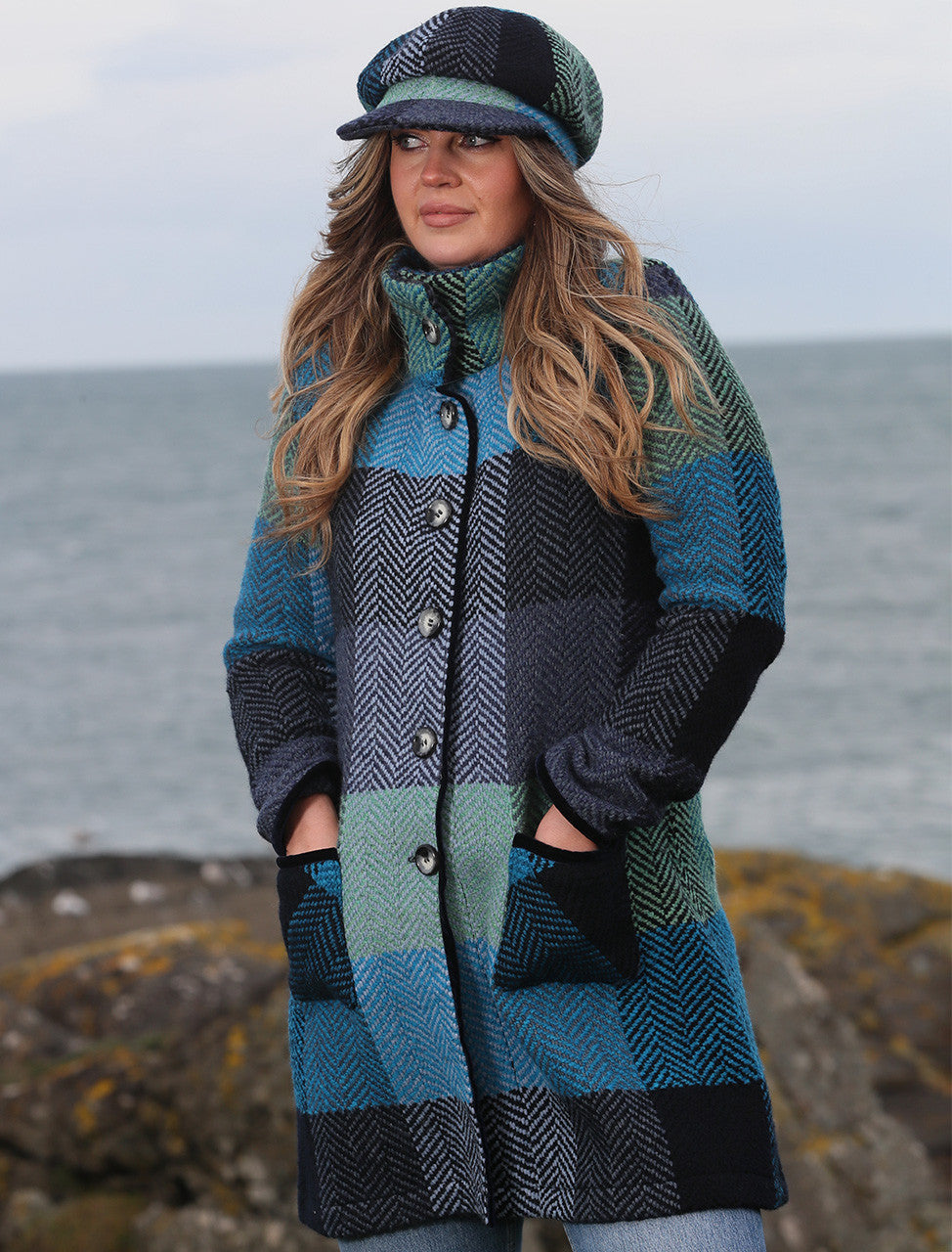 Branigan Weavers Emma Coat in Donegal Blue