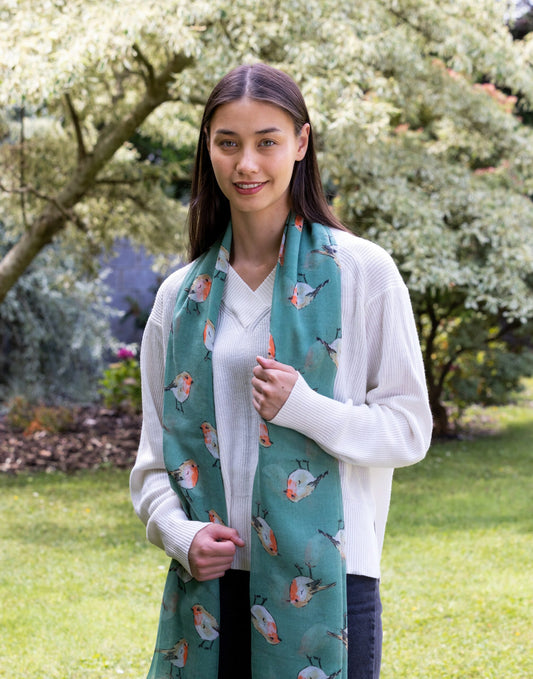 Erin Knitwear Watercolor Robin Scarf - Green