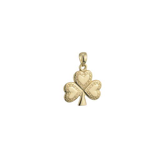 Solvar 14K Gold Shamrock Necklace with Decorative Edge