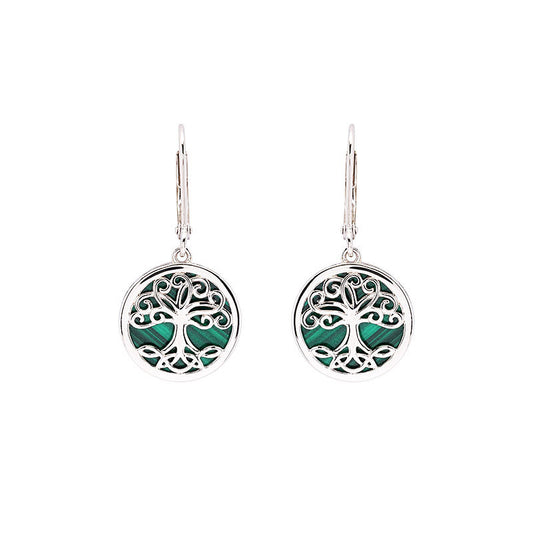 ShanOre Sterling Malachite Tree of Life Earrings