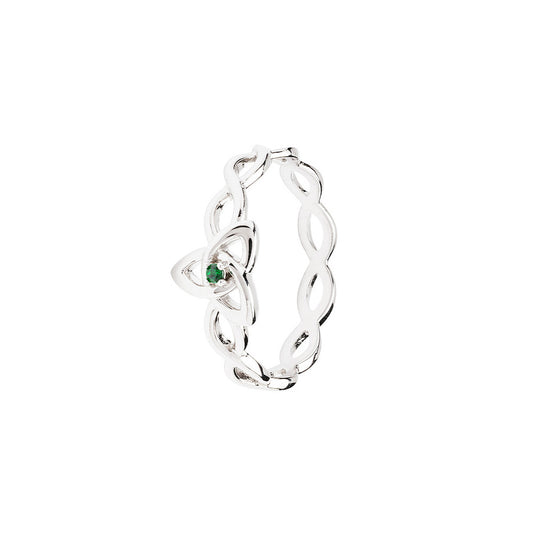 ShanOre SS Green CZ Trinity Knot Celtic Braid Claddagh