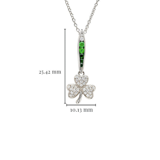 ShanOre Sterling Silver Green & White CZ Shamrock Necklace