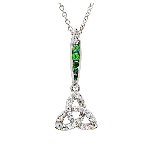 ShanOre Sterling Silver Green & White CZ Trinity Necklace