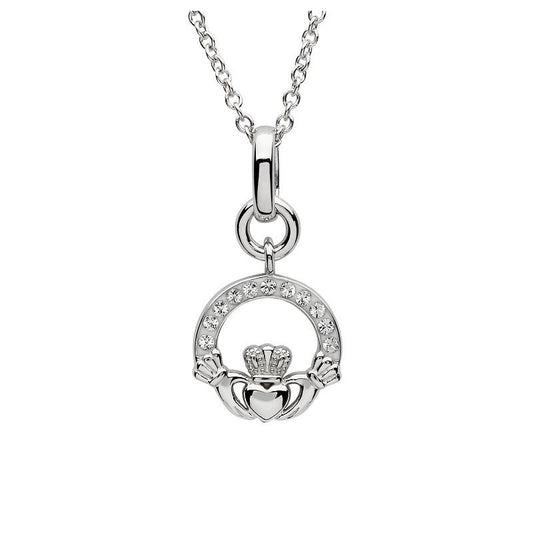 ShanOre SS Crystal Claddagh Charm Necklace