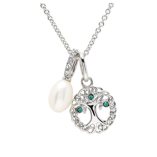 ShanOre Sterling Pearl and Crystal Tree of Life Necklace