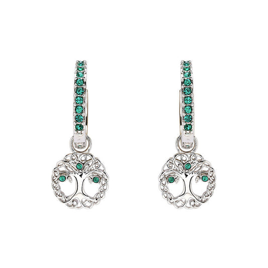ShanOre Sterling Silver Enamel Tree of Life Drop Pearl / Crystal Earrings