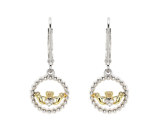 ShanOre SS Round Claddagh Circle Earrings