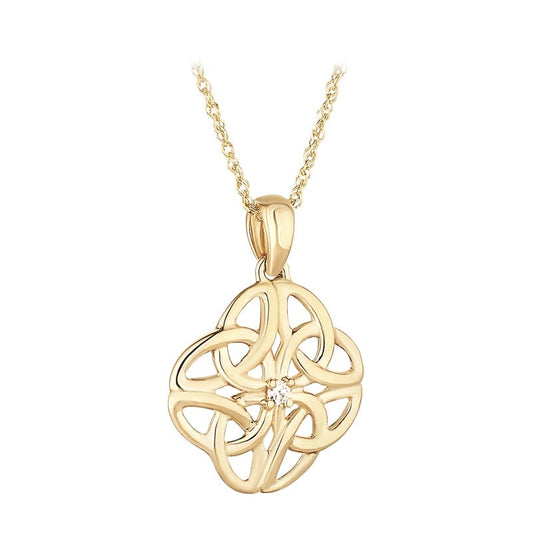 10K. Celtic Knot CZ Necklace