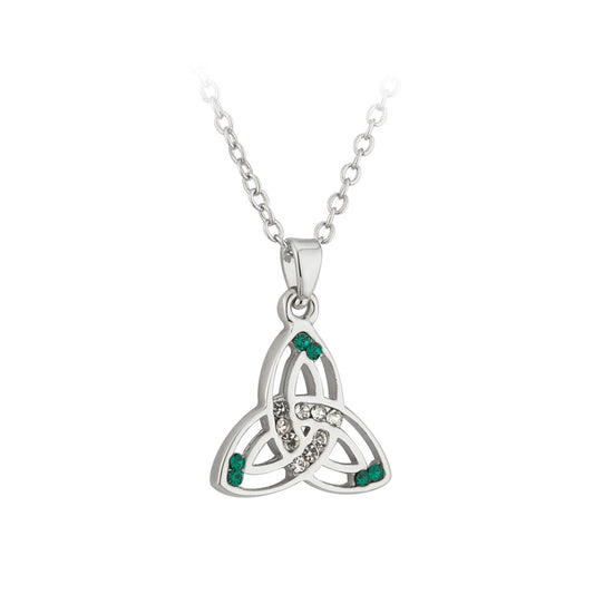 Solvar Trinity Necklace with Green and White Stones