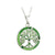 Solvar Green Enamel Rhodium Tree of Life Necklace