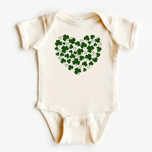 Shamrock Heart Short Sleeve Onesie